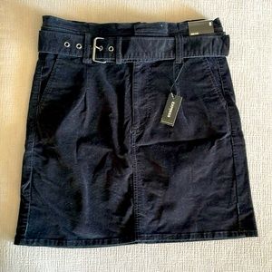 Express narrow corduroy short skirt, velvety soft with belt